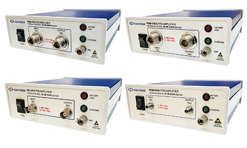 During electromagnetic interference testing, Com-Power high gain broadband RF preamplifiers are used