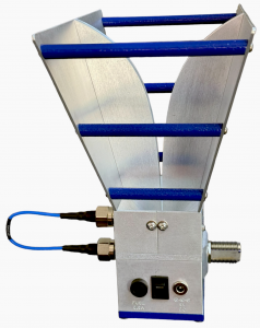 The AHA-118 active antenna functions within the frequency range of 700 MHz to 18 GHz.